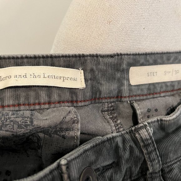 Anthropologie Pilcro Stet Cropped Grey Midrise stretch cords size 30 - Picture 7 of 9